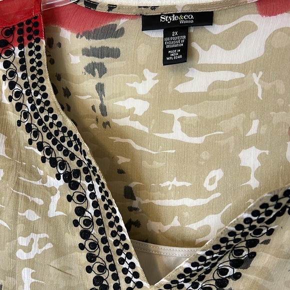 STYLE & Co Semi Sheer Embroidered NEW Tunic & Tank Top Boho Artsy Lagenlook 2X - Picture 10 of 17